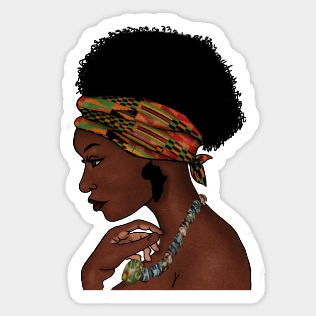 Proud African Woman with West African Pattern Sticker by logiamerch